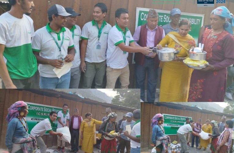 सिटिजन्स बैंकले गर्‍यो हुम्लास्थित सर्केगाड गाउँपालिकाका अग्नि पीडितलाई राहत वितरण