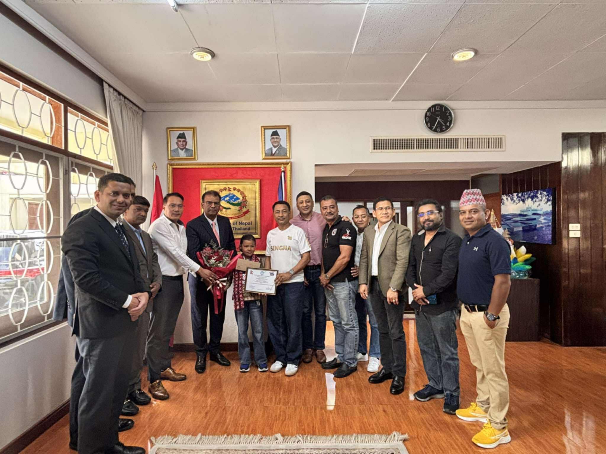 अन्तर्राष्ट्रिय तेक्वान्दो प्रतियोगितामा स्वर्ण पदक विजेता वैभवी सापकोटालाई थाइल्याण्डमा सम्मान