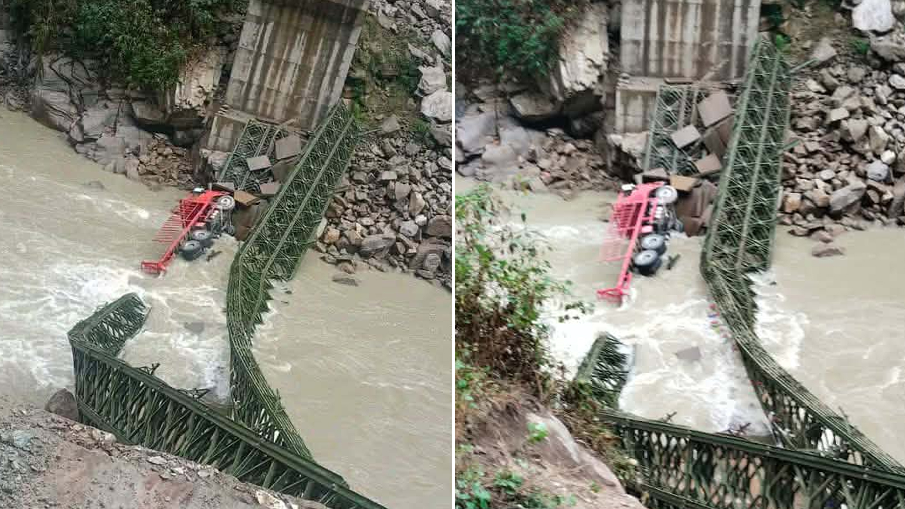 अरुण नदीको पुल भाँचिँदा टिपर दुर्घटना